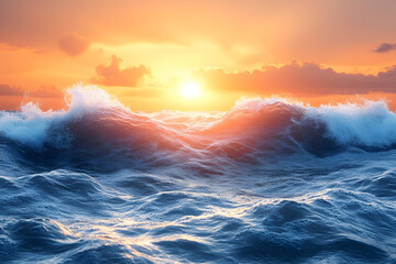 Stunning Ocean Waves at Sunset - Perfect for Print or Poster Design