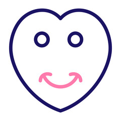 Smiling Heart Vector Line Two Colors Icon Design