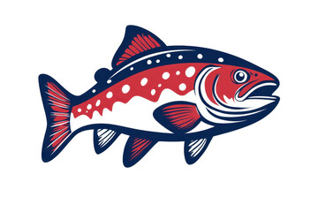 Isolated Red and Blue Fish Design