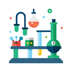 flat style vector illustration of a modern science lab