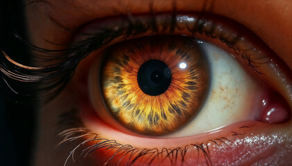 Fototapeta premium close up of human eye brown iris