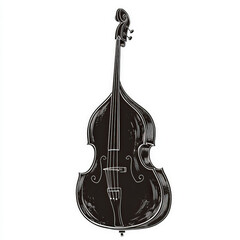Naklejka premium bass silhouette , black and white illustration isolated on white background