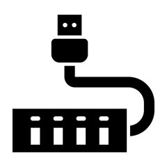 Usb Hub Vector Glyph Icon Design