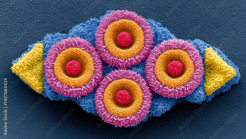 Aufkleber a colorful microscopic representation, showcasing vibrant cellular structures arranged in a unique p
