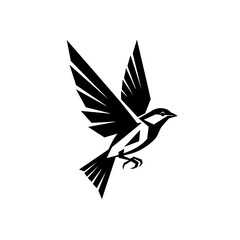 Obraz premium Geometric Bird in Flight - Black and White Logo