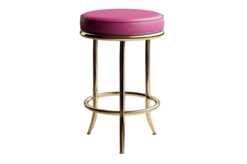 Isolated Modern Bar Stool with Pink Seat