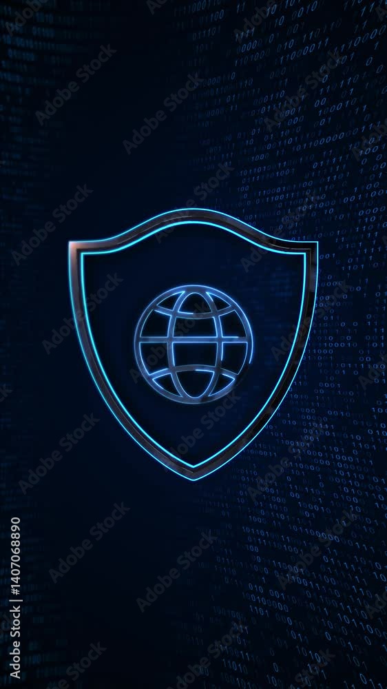 Poster cybersecurity global shield protection of global networks and data digital protection defenses users