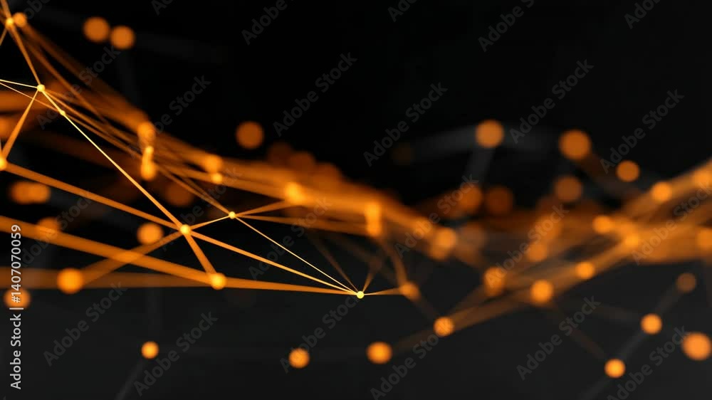 Aufkleber glowing orange dots are interconnected by lines, forming a dynamic network against a dark backdrop.
