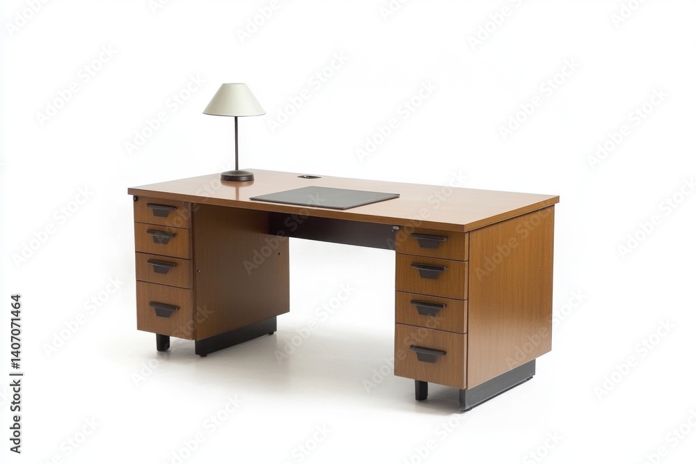 Poster a lamp table and office desk are isolated on a white background. generative ai
