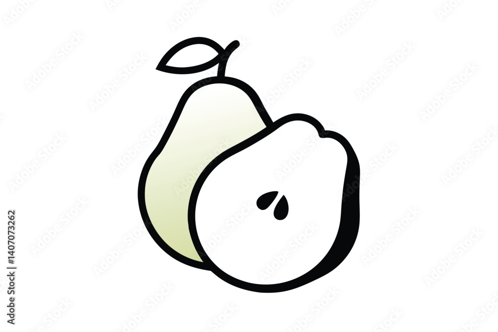 Poster simple pear vector graphic with slice and gradient style for design projects