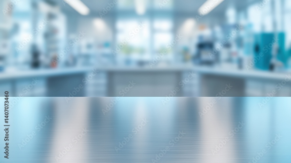 Poster sleek metallic tabletop in robotics lab showcasing innovation