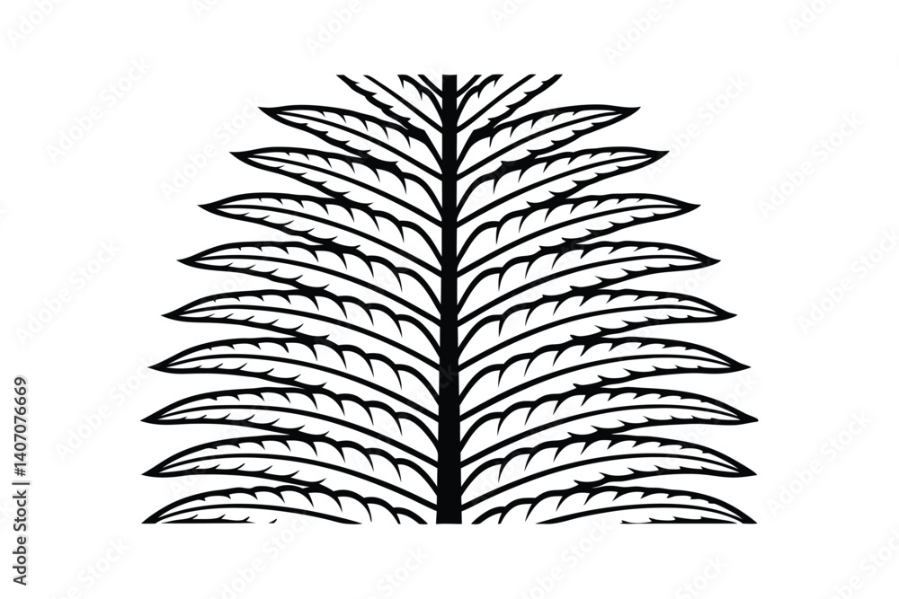 Poster stylized black leaf branch vector design with white background for digital use
