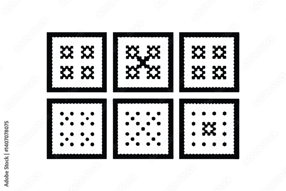 Aufkleber sierpinski carpet fractal and polka dot patterns in squares digital art