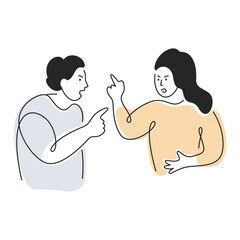 Fototapeta premium Angry conflicting couple. Relationship conflict concept illustration.