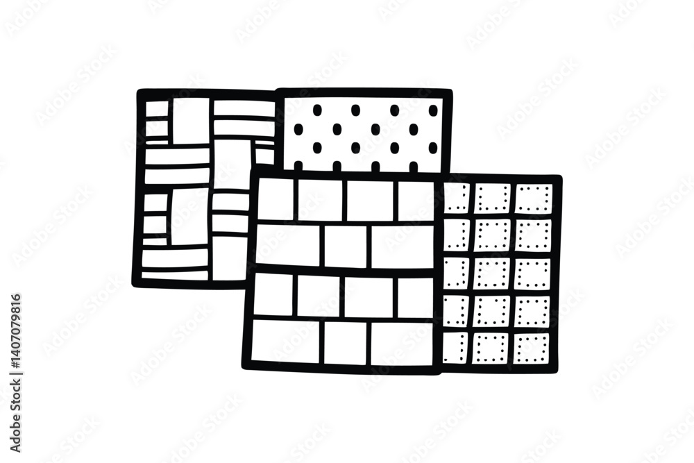 Aufkleber geometric hand drawn patterns and textures squares and dots for fabric backgrounds