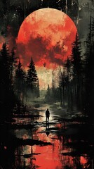 Red Moon Over the Dark Forest
