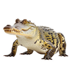 Naklejka premium Isolated crocodile on white background. Reptile with yellow and black scales.