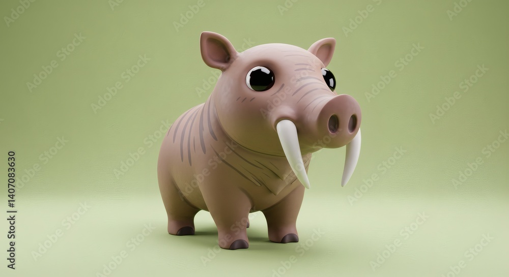 Poster Adorable stylized warthog character rendered in 3D with simplistic design and charm