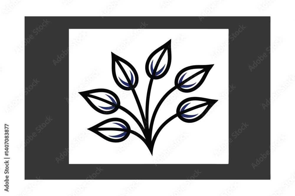 Poster simple leafy branch vector illustration for minimalist design concepts and backgrounds