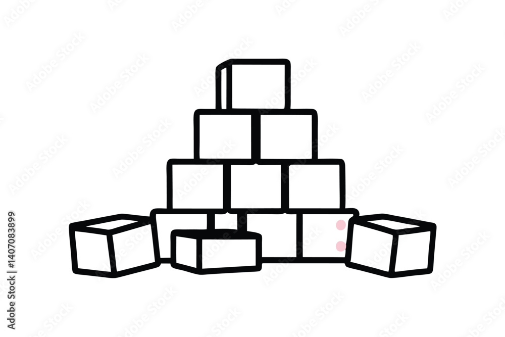 Poster pyramid of abstract outline boxes simple isolated on white background