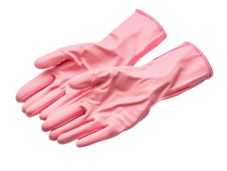 Pink rubber gloves for cleaning and household tasks, cut out