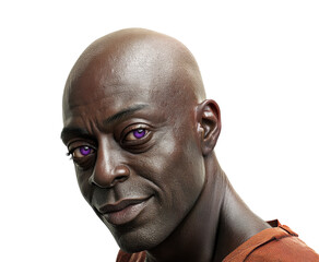 Captivating expression of a character with purple eyes, cut out