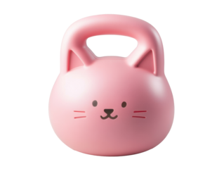 Cute pink cat-shaped kettlebell for fun fitness sessions, cut out
