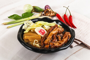 Japanese ramen soup with chicken