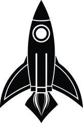 Rocket Icon Silhouette Vector | Spacecraft Design for Sci-Fi and Adventure Art