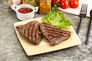 Delicus grilled beef steak with sauce