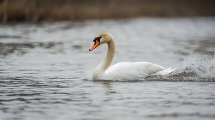 Obraz premium The Mute Swan is a large powerful bird and one of the largest flying birds in UK. They are powerful and yet graceful birds that are a common sight on urban waterways.