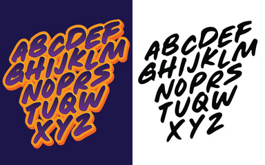 Vector hand drawn typeface in graffiti style.	