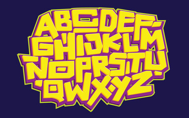 Vector hand drawn typeface in graffiti style.	