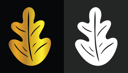 vector image of beautiful and attractive golden colored leaf sheet on black and white background