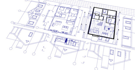 sketch project of a traditional house 3d illustration