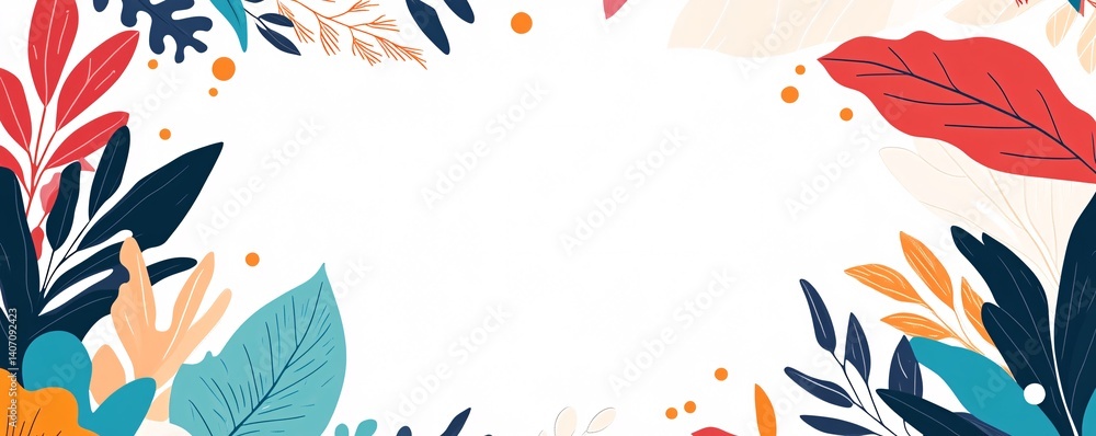 Poster colorful foliage creating a vibrant and lush botanical border