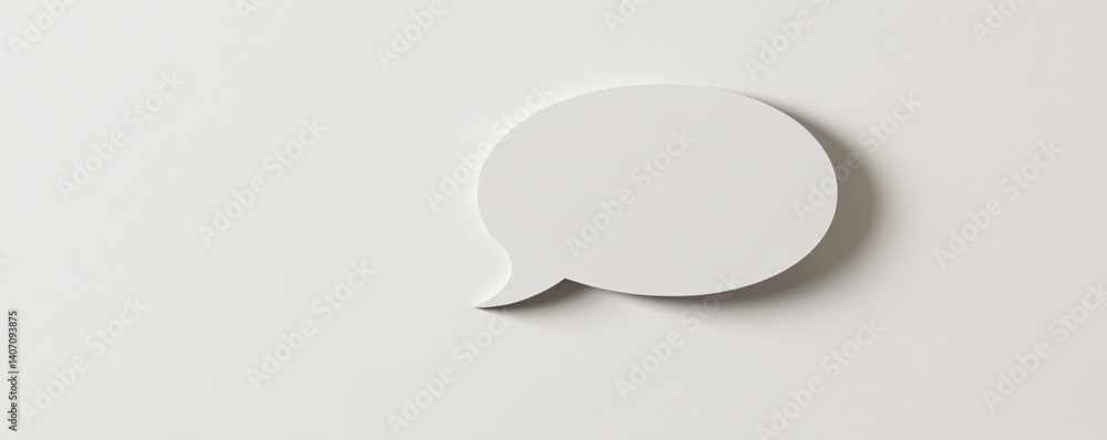 Poster blank speech bubble communicating a message on white background