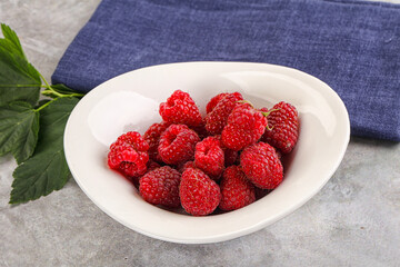 Ripe sweet and juicy organic raspberry