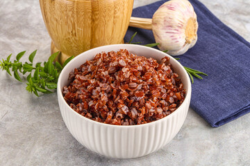 Red steamed rubine rice garnish