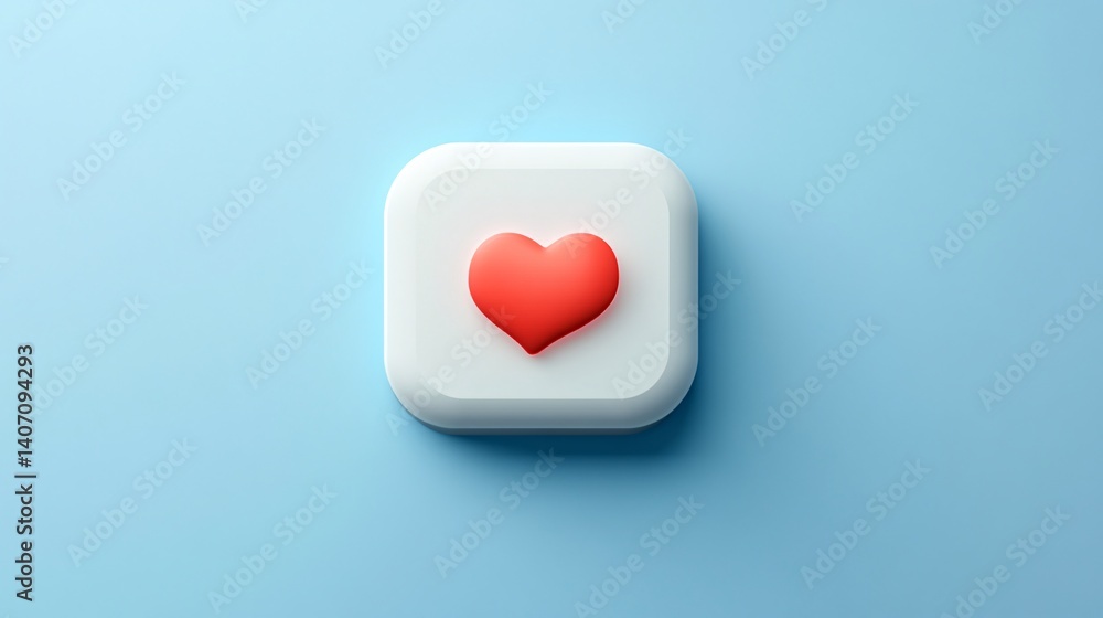 Poster red heart showing love and affection on social media button