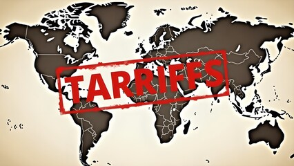 World Map with TARIFFS Stamp