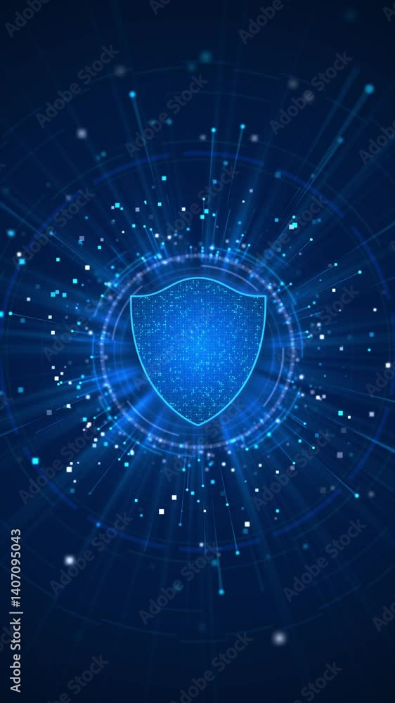 Poster digital data security padlock futuristic circuit board, cyber security protection private data. digi