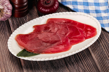 Raw tuna slises sashimi snack