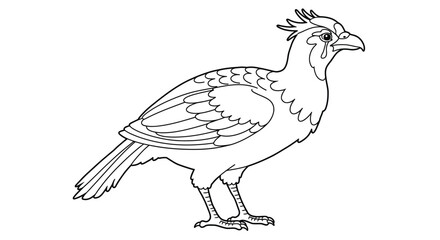 Obraz premium Aiyidao Chinese Mythology Mournful Cry Mythical Bird Coloring Page Detailed Line Art Illustration Printable