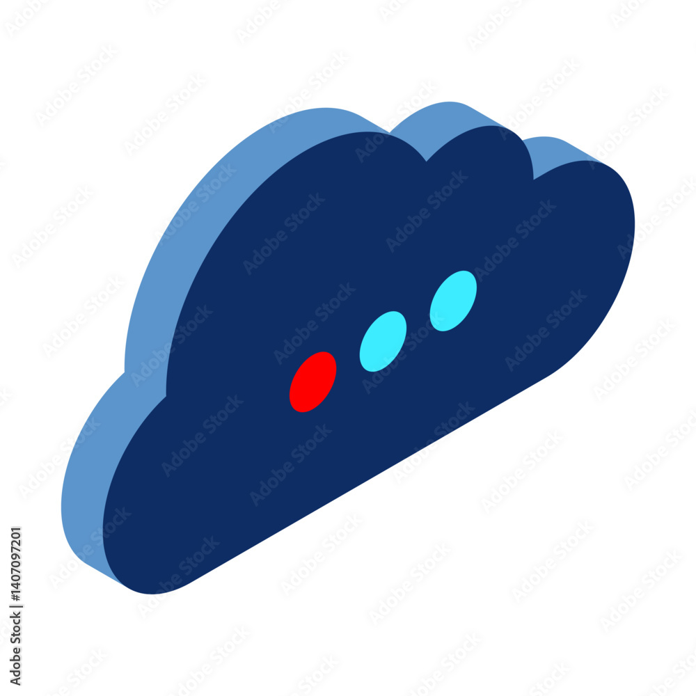 Poster isometric cloud database. cloud computing and file cloud storage. modern technology. isometric techn
