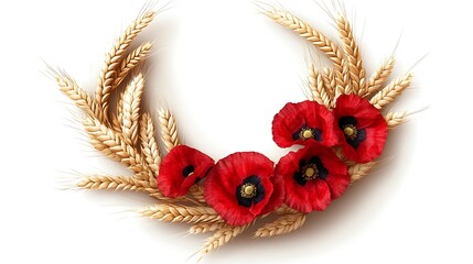 Wheat Wreath Poppy Arrangement