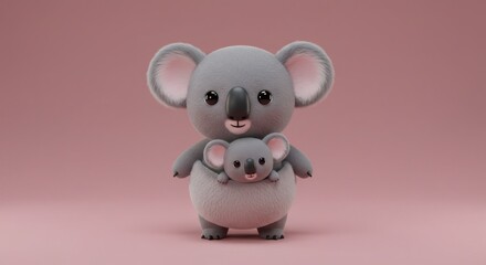 Adorable Koala Mother with Baby: Rendered with Warmth and Tenderness
