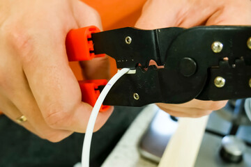 stripper for stripping ends of wires.