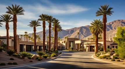 luxury house with palms