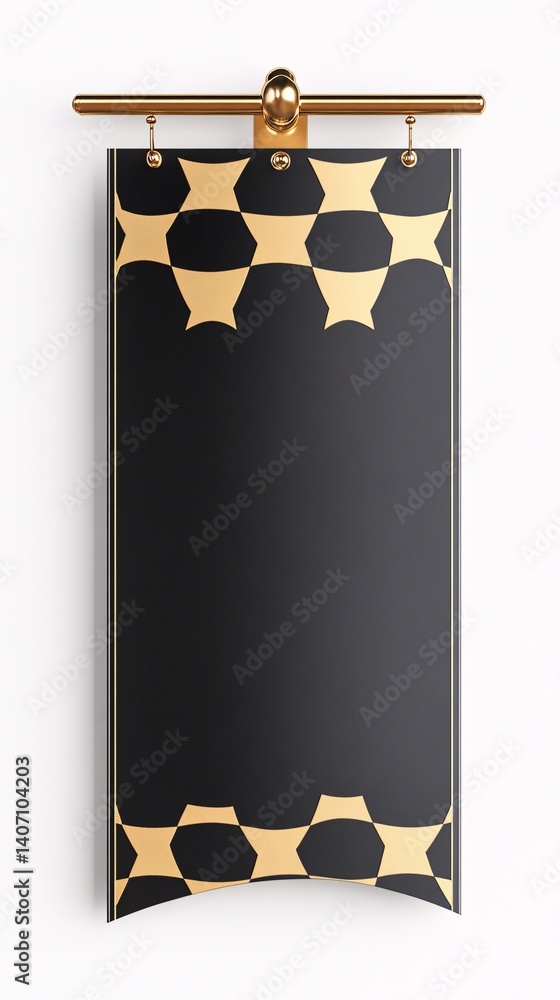 Poster elegant black and gold hanging banner displaying geometric pattern on white background